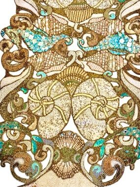 Kim Seybert Intricate beaded Seaside themed luxury table runner